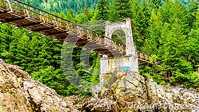 The Alexandra Bridge on the Trans Canada Highway as it crosses the Fraser River between Spuzzum and Hell`s Stock Photo