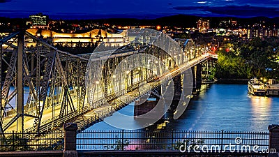 Alexandria Bridge Lights Up at Night Editorial Stock Photo