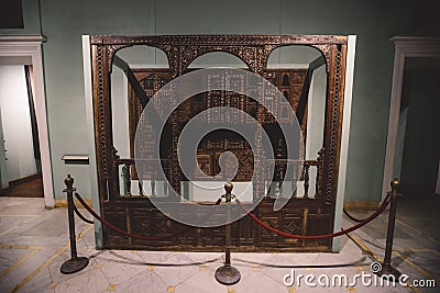 Ancient Exhibits in the Alexandria National Museum - Marble and Stone Statues, Books, Medieval Decoration and Roman Tableware Editorial Stock Photo