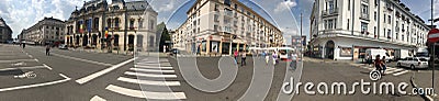 Alexandru Ioan Cuza street panorama, Craiova, Romania Editorial Stock Photo