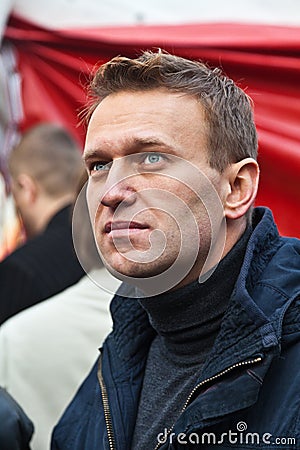 Alexey Navalny. Demonstration in Russia. Miting on the day of national unity in the Moscow Editorial Stock Photo
