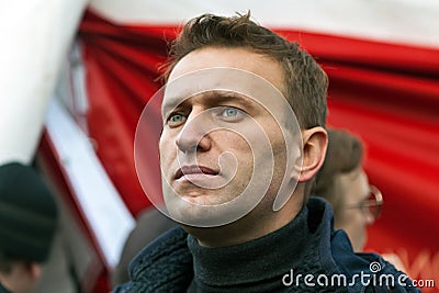 Alexey Navalny. Demonstration in Russia. Miting on the day of national unity in the Moscow Editorial Stock Photo