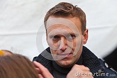 Alexey Navalny. Miting in Lublino district. Moscow, Russia Editorial Stock Photo