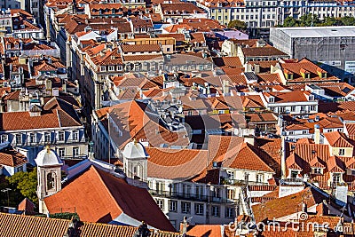 Alfama Lisboa district high angle view. Lisbon, Portugal Stock Photo