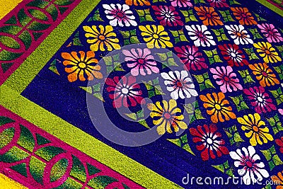 Alfobre, sawdust carpet made for Semana Santa Easter in El Calvario, Antigua, Guatemala Stock Photo