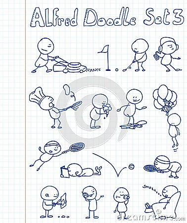 Alfred Doodle Set 3 Vector Illustration