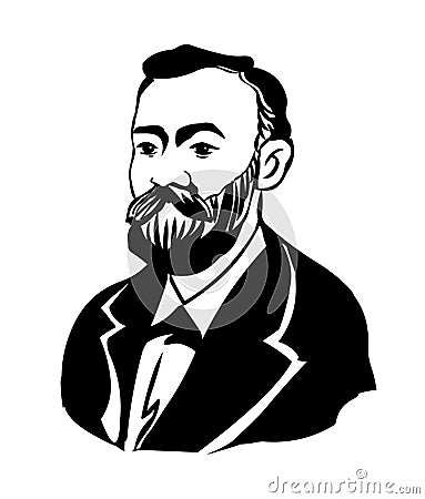 Alfred Nobel.Vector portrait of Alfred Bernhard Nobel. Vector Illustration