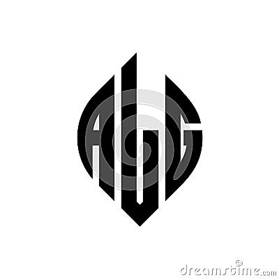 ALG circle letter logo design with circle and ellipse shape. ALG ellipse letters with typographic style. The three initials form a Vector Illustration