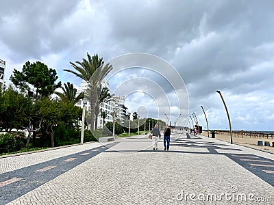 Algarvian footbridge in portugal on a cloudy day Editorial Stock Photo
