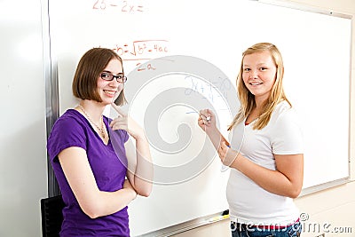 Algebra Class - Teen Girls Stock Photo