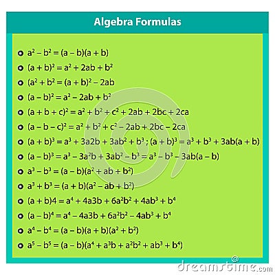 Algebra formula. Geometric formula equation on green table background. school. Vector Illustration