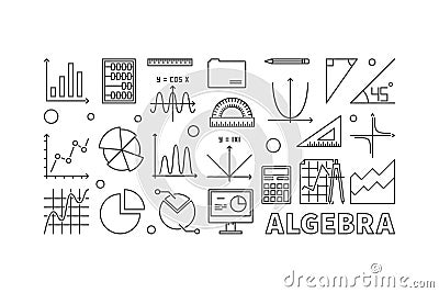 Algebra vector outline illustration or banner Vector Illustration