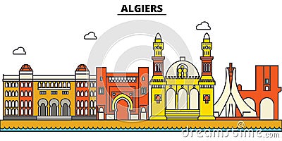 Algeria, Algiers. City skyline architecture Vector Illustration