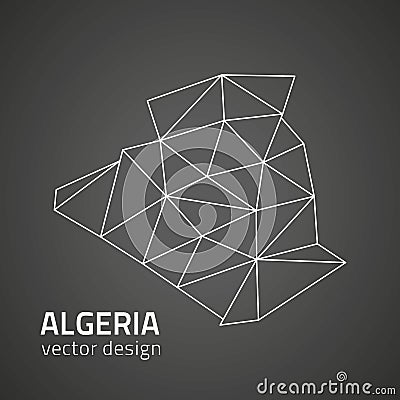 Algeria contour black polygonal vector triangle perspective map Vector Illustration