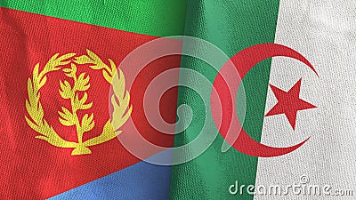 Algeria and Eritrea two flags textile cloth 3D rendering Stock Photo