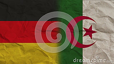 Algeria and Germany Flags Together, Crumpled Paper Effect 3D Illustration Stock Photo
