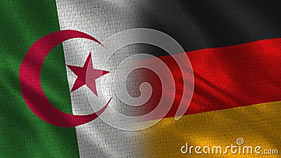 Algeria and Germany Realistic Half Flags Together Stock Photo