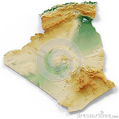 Algeria relief map Stock Photo