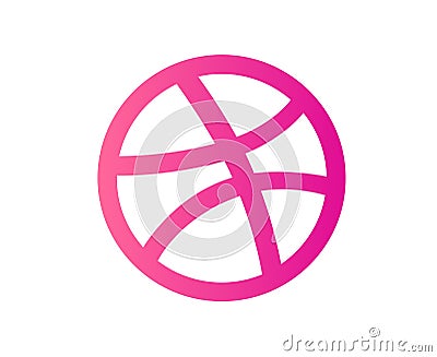 Dribbble social media icon Symbol Design Vector Cartoon Illustration