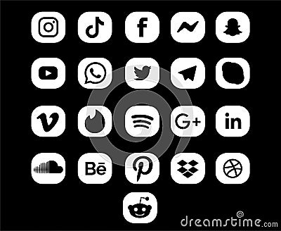 Collection social media icon Logo Symbol Design Editorial Stock Photo