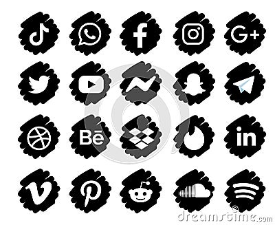 Collection social media icon Symbol Element Cartoon Illustration