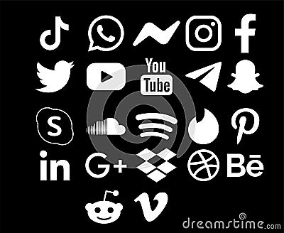 Collection social media Logo Design icon Symbol Cartoon Illustration