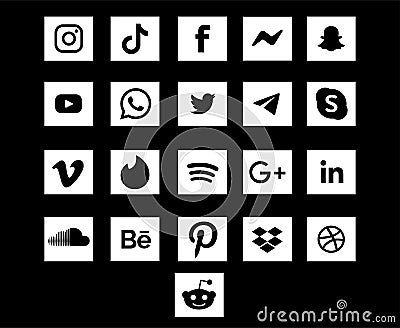 Collection social media icon Logo Abstract Symbol Cartoon Illustration