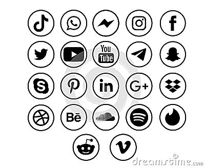 Collection social media icons Logo Abstract Symbol Cartoon Illustration