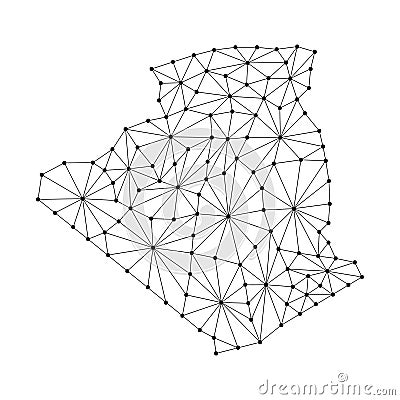 Algeria map of polygonal mosaic lines network, rays, dots vector illustration. Vector Illustration