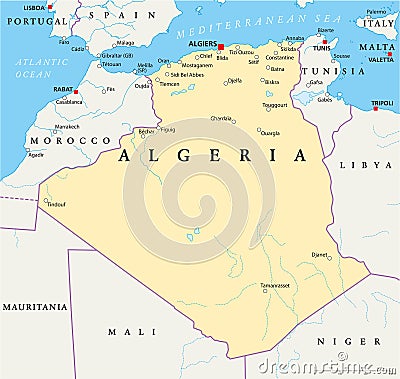 Algeria Political Map Vector Illustration