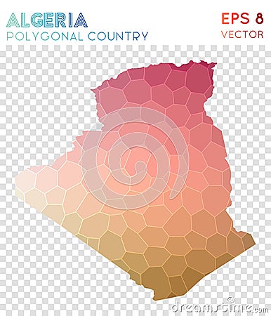 Algeria polygonal map, mosaic style country. Vector Illustration