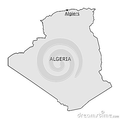 Algeria silhouette map with Algiers capital Vector Illustration