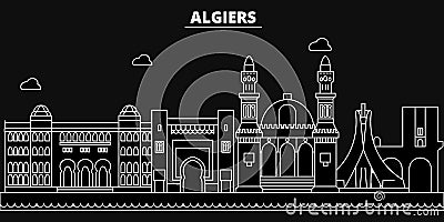 Algeria silhouette skyline. Algeria vector city, algerian linear architecture, buildingline travel illustration Vector Illustration