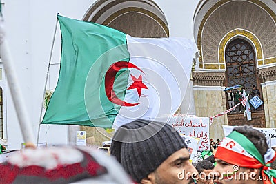 Algerians protesting against Bouteflika's regime in Algiers Editorial Stock Photo