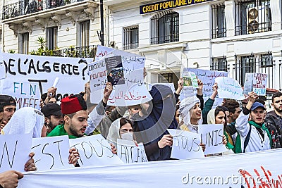 Students protesting against president Bouteflika in Algiers tuesday march 26th 2019 Editorial Stock Photo