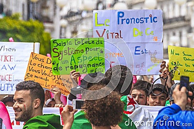 Students protesting against president Bouteflika in Algiers tuesday march 26th 2019 Editorial Stock Photo