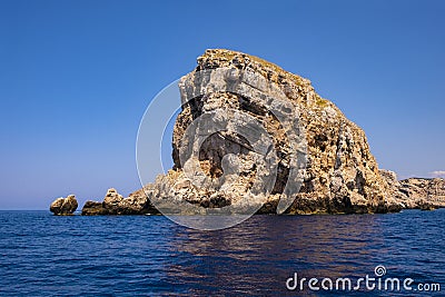 Alghero, Sardinia, Italy - Rocky islands and limestone cliffs of the Capo Caccia cape at the Gulf of Alghero Stock Photo