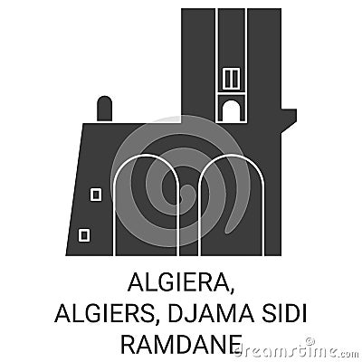 Algiera, Algiers, Djama Sidi Ramdane travel landmark vector illustration Vector Illustration