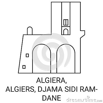 Algiera, Algiers, Djama Sidi Ramdane travel landmark vector illustration Vector Illustration