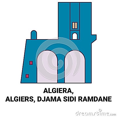 Algiera, Algiers, Djama Sidi Ramdane travel landmark vector illustration Vector Illustration