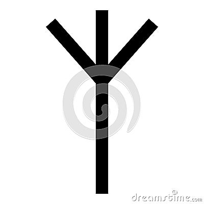 Algiz Elgiz rune elk reed defence symbol icon black color vector illustration flat style image Vector Illustration