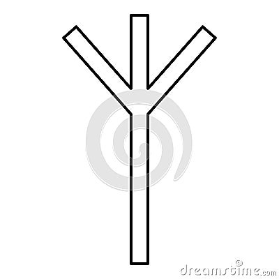 Algiz Elgiz rune elk reed defence symbol icon black color vector illustration flat style image Vector Illustration