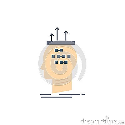 Algorithm, brain, conclusion, process, thinking Flat Color Icon Vector Vector Illustration
