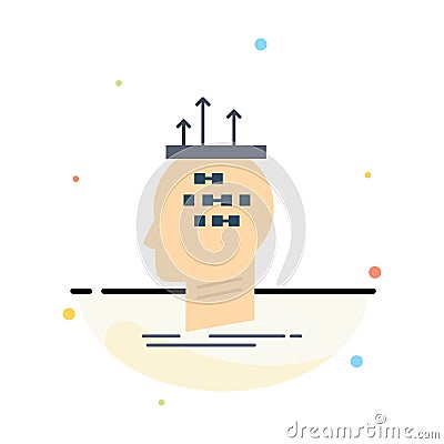 Algorithm, brain, conclusion, process, thinking Flat Color Icon Vector Vector Illustration