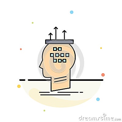 Algorithm, brain, conclusion, process, thinking Flat Color Icon Vector Vector Illustration