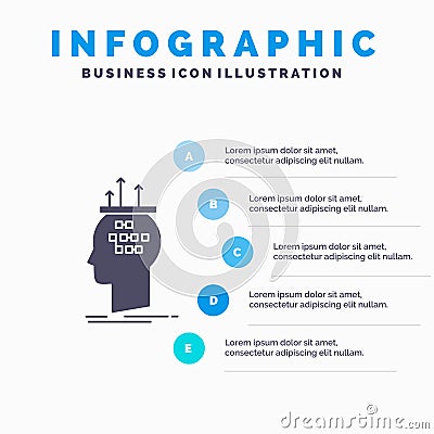 Algorithm, brain, conclusion, process, thinking Infographics Template for Website and Presentation. GLyph Gray icon with Blue Vector Illustration