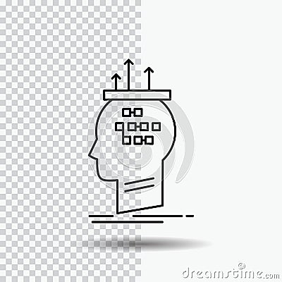 Algorithm, brain, conclusion, process, thinking Line Icon on Transparent Background. Black Icon Vector Illustration Vector Illustration