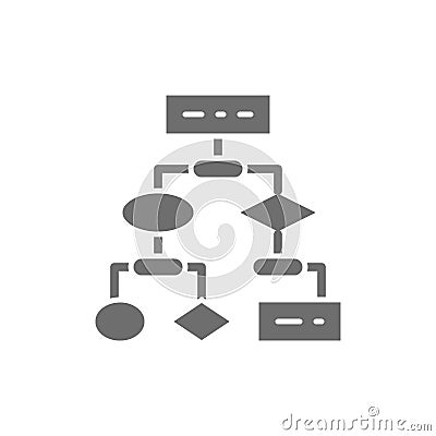 Algorithm, coding block schemes, api software grey icon. Vector Illustration