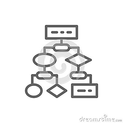 Algorithm, coding block schemes, api software line icon. Vector Illustration