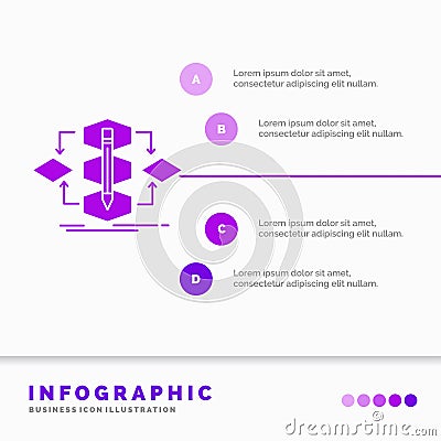Algorithm, design, method, model, process Infographics Template for Website and Presentation. GLyph Purple icon infographic style Vector Illustration